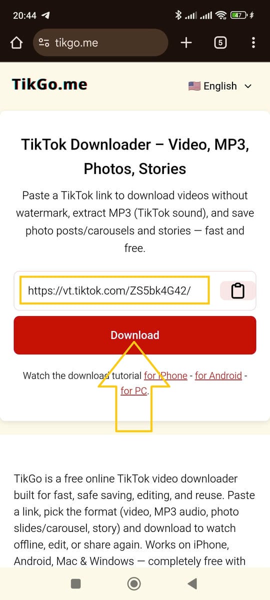 Select download format