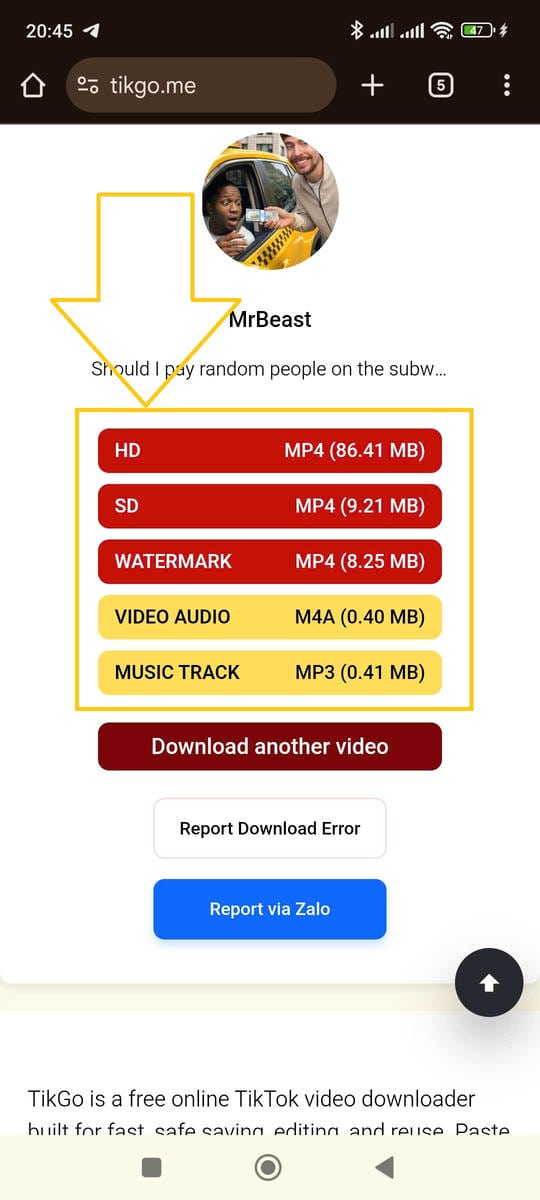 Video download process complete