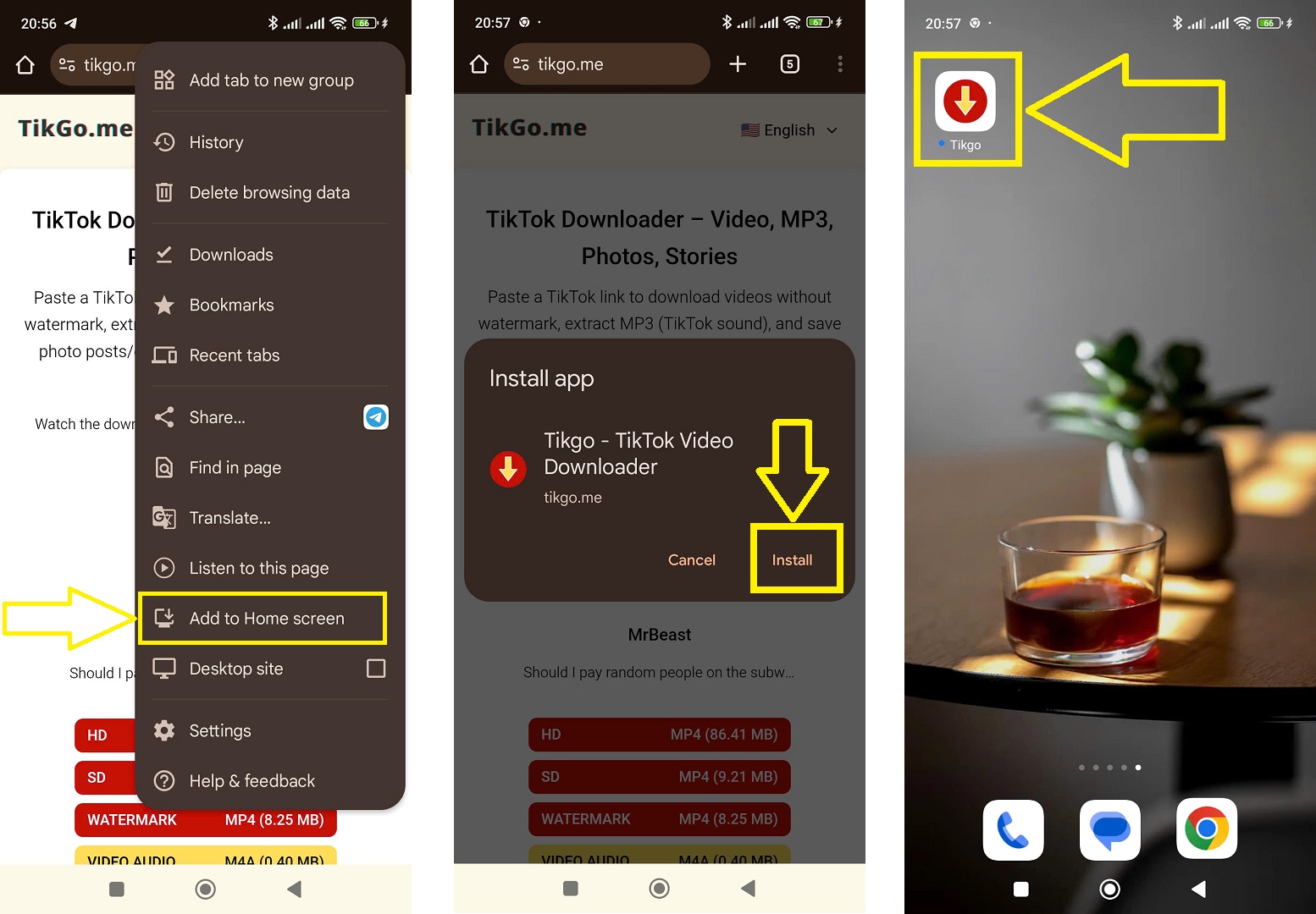 Install TikGo PWA on Android