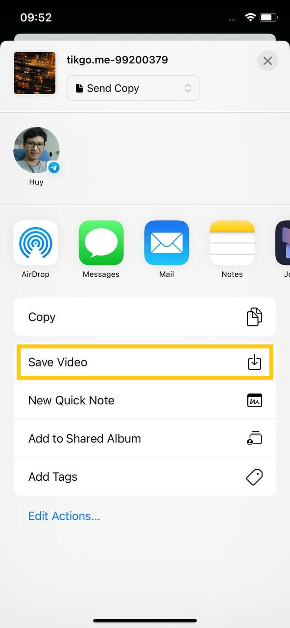 Save video to Photos library
